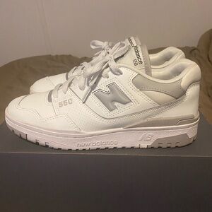 New Balance White and Gray 550 Sneakers